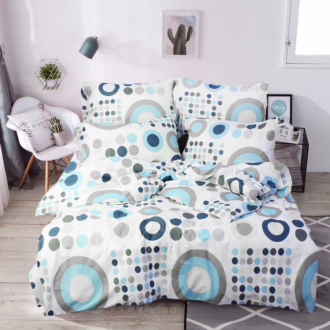 Комплект постельного белья евро Еней-плюс Т0741 Белый/Синий