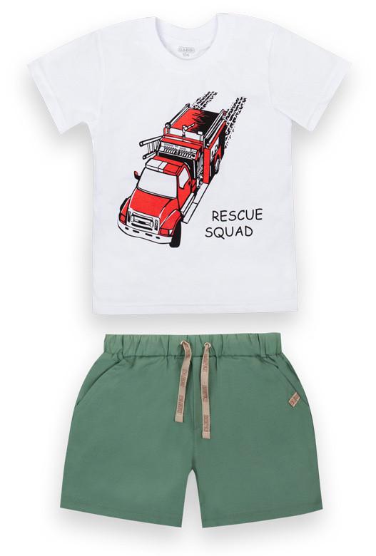 Костюм для мальчика футболка/шорты летний Gabbi KS-21-6-2 Супер кул 104 см Белый (12634)