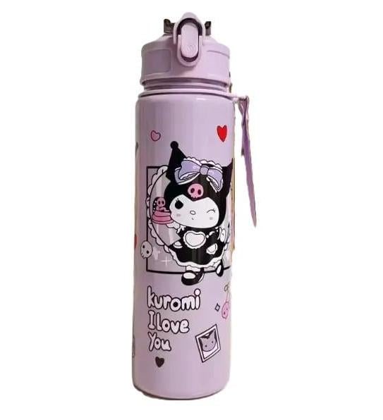 Детская бутылка для воды с тубочкой Kuromi 700 мл Фиолетовый (35109970)