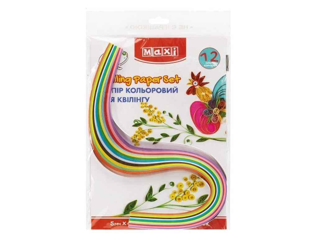 Набор бумаги цветной Maxi MX61943 для квиллинга 5х420 мм 12 цветов 120 полосок (1052230)