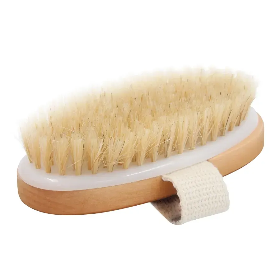 Щетка для сухого и влажного массажа антицеллюлитная средней жесткости с ремешком 12,5х7х3,5 см (151)