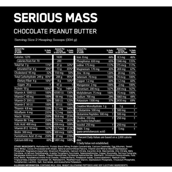 Гейнер Optimum Nutrition Serious Mass 2727 г 8 порцій Chocolate Peanut butter - фото 3