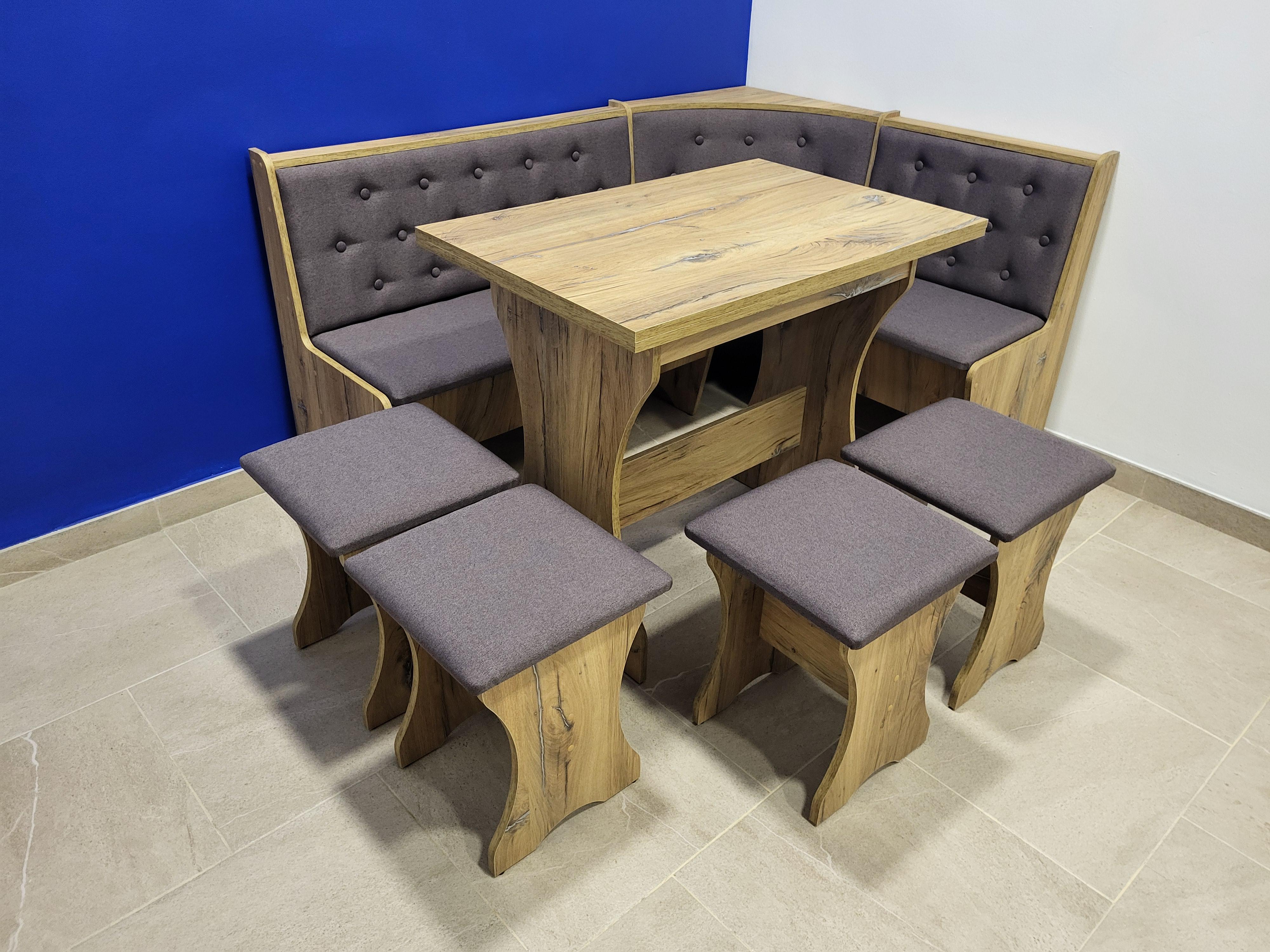 Кухонный уголок Семейный со столом и 4 табурета 113,5х153,5 см Дуб Флагшток/Бонус Нова (KSTTTT-DF-BN)