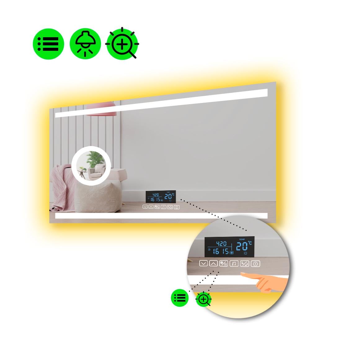 Зеркало с LED подсветкой Anita с Smart-блоком и линзой с подсветкой 100x70 см (8994327)