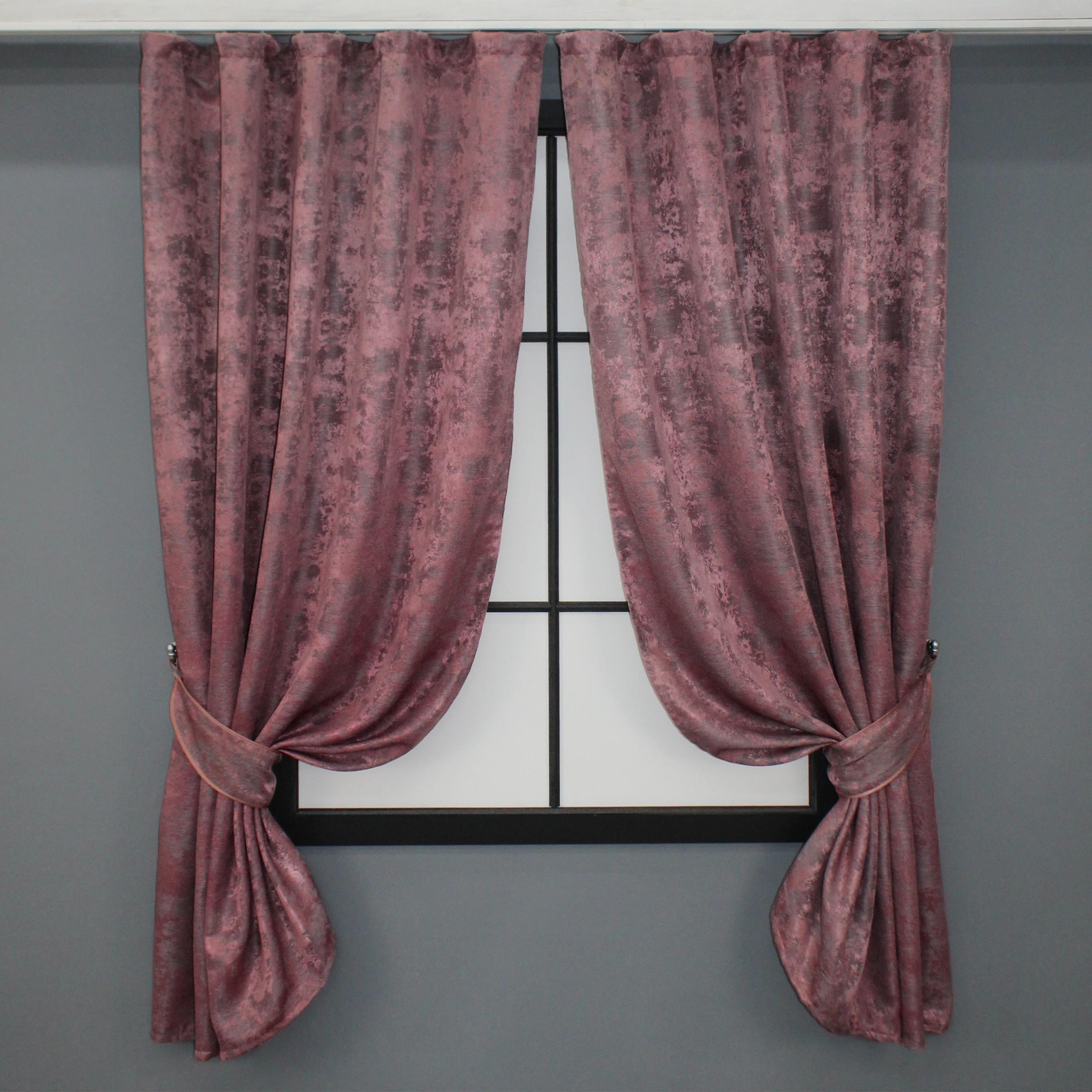 Комплект штор VR-Textil Sultan YL №1209ш жаккард 130х170 см 2 шт. Малиново-серый (35-0088)