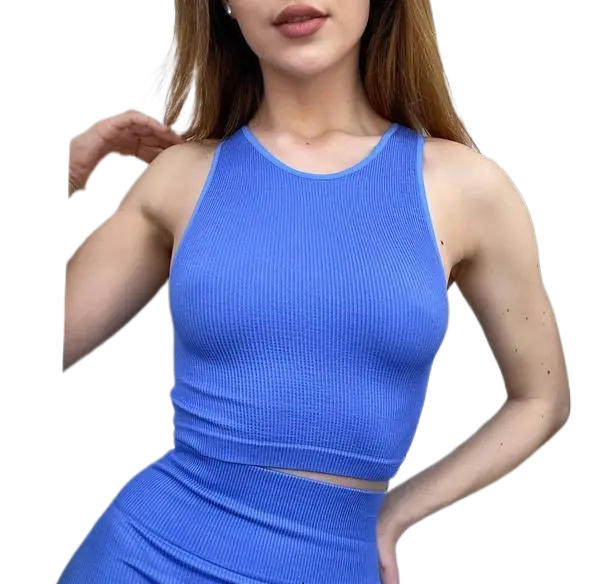 Tоп Giulia Halter Top RIB Amparo Blue в рубчик женский из микрофибры с открытыми плечами S/M Синий