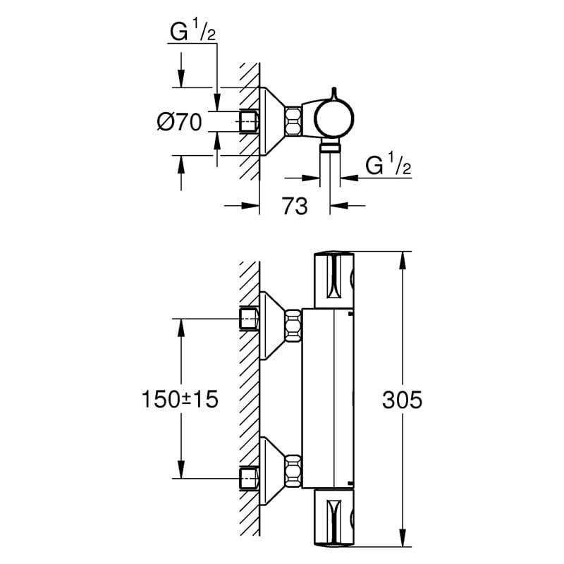 Смеситель термостатический для душа Grohe Grohtherm 800 (GROHE/34558000) - фото 2