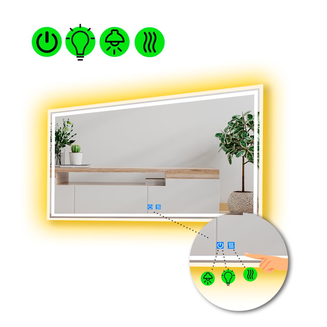 Зеркало с LED подсветкой Marita с часами и линзой с подсветкой 100x80 см (8777030)