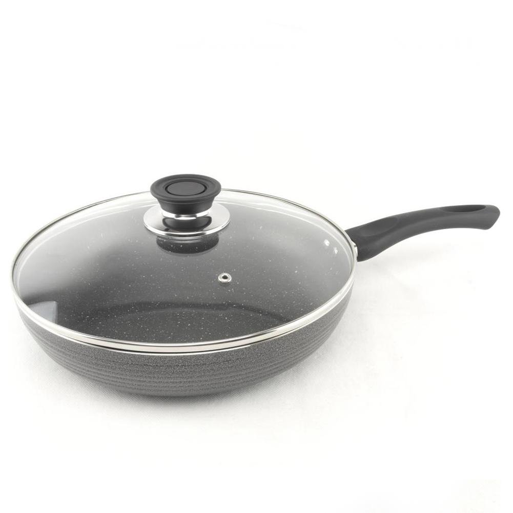 Сковорода з кришкою A-Plus мармурове покриття 24 см (1108)