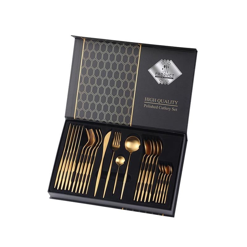 Набор столовых приборов 24 предмета Золотой/Черный (29164483) - фото 1