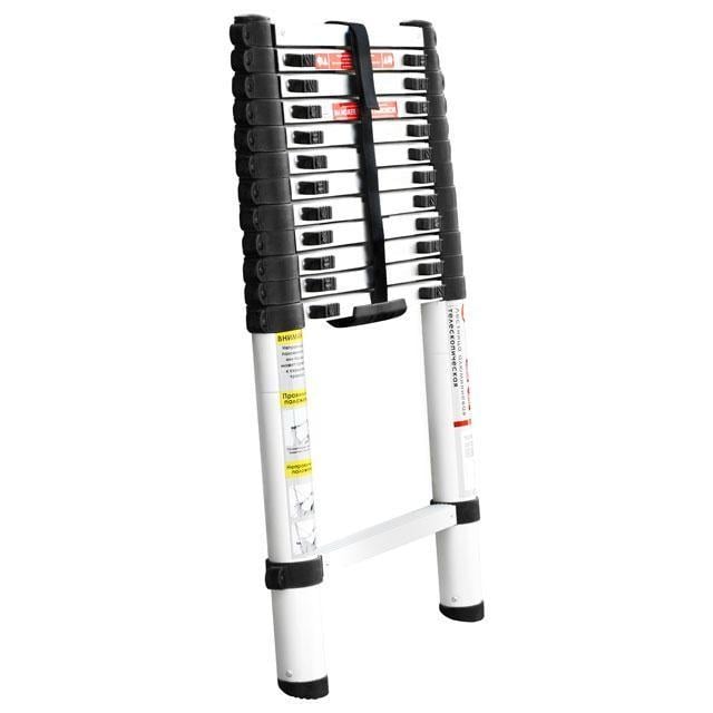 Лестница алюминиевая телескопическая Intertool 12 ступеней 3,80 м 150 кг (LT-3038)