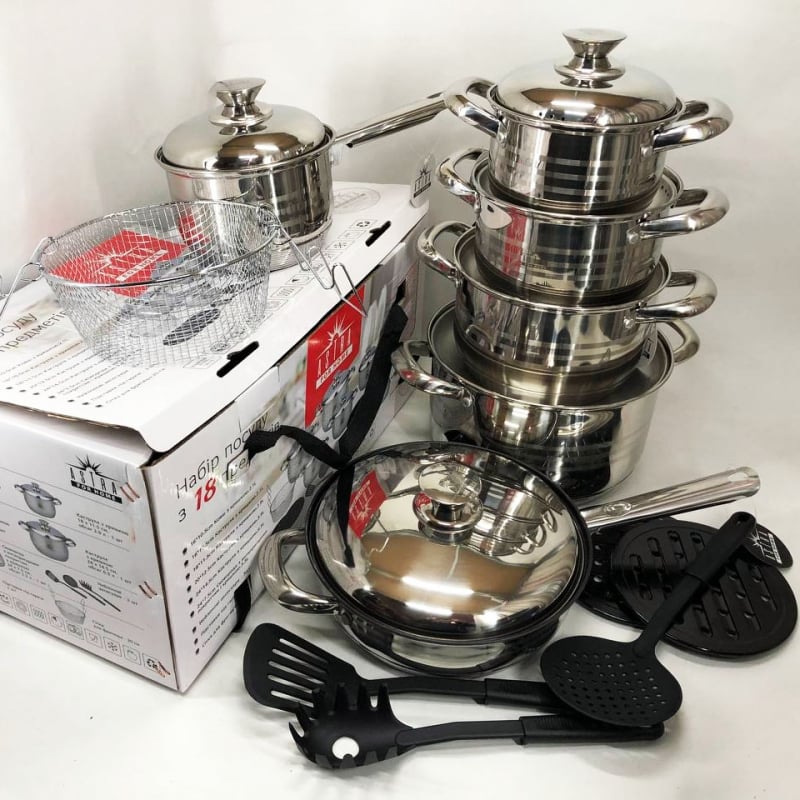 Набор посуды ASTRA A-2518 из нержавеющей стали 18 шт. (tf4521) - фото 11 Набор посуды ASTRA A-2518 из нержавеющей стали 18 шт. (tf4521) - фото 11