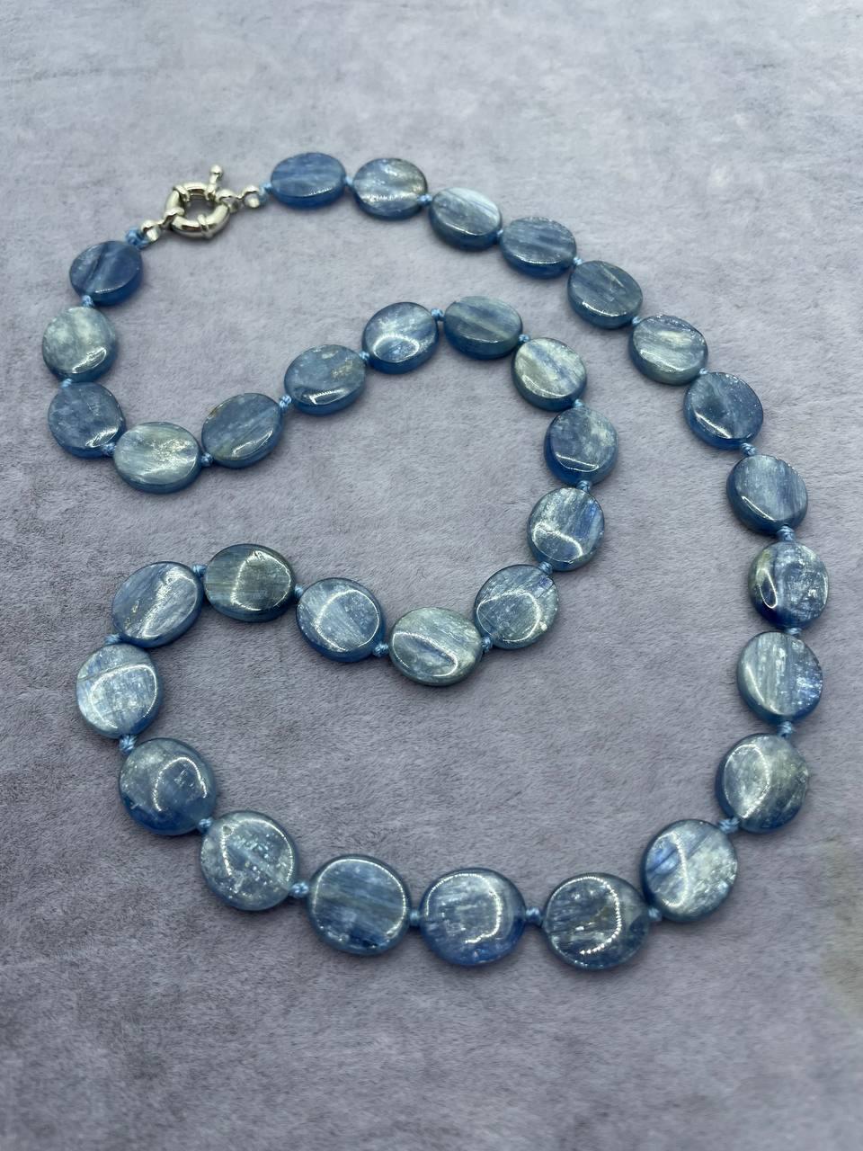 Намисто кіаніт овал 45 см Синій (130)
