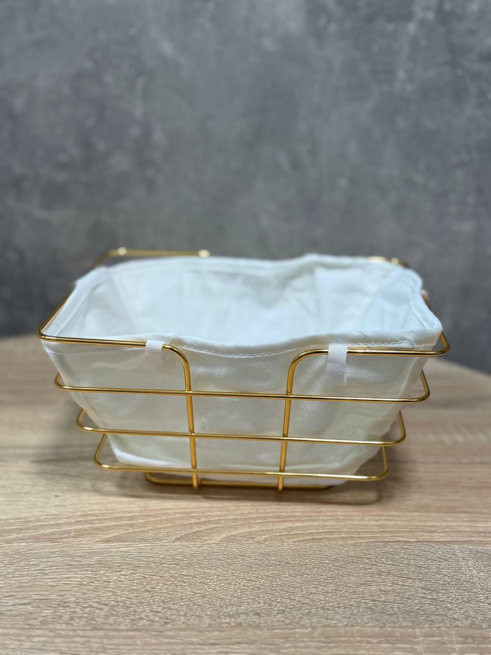 Хлебница-корзина Lenardi Y27-1 металлическая 27 см Белая с золотистой