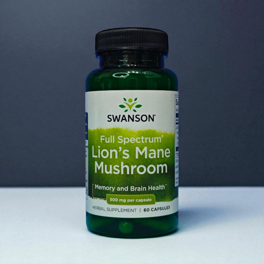 Добавка натуральная Гриб Ежовик гребенчатый Львиная грива Swanson Full Spectrum Lions Mane Mushroom 500 мг 60 капсул