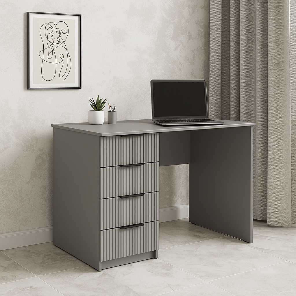 Стіл письмовий СП2 4Я SENAM 750х1300х500 мм корпус ДСП Сіра мишка фасад МДФ фарба RAL7004 Сірий фрезерерування Плаше Грос - фото 1