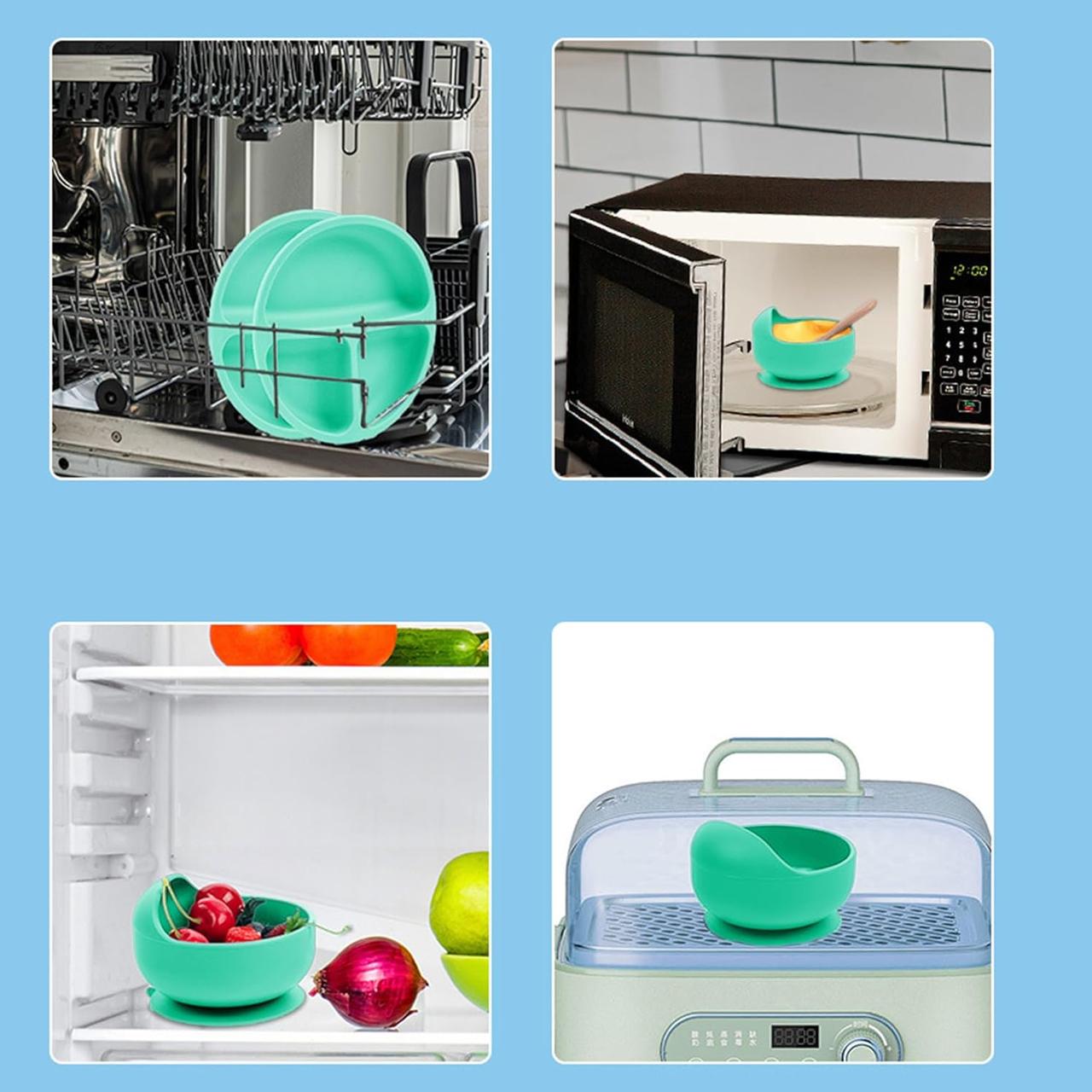 Силиконовый набор для кормления детей, 9 пр., зеленого цвета. - фото 5 Силиконовый набор для кормления детей, 9 пр., зеленого цвета. - фото 5