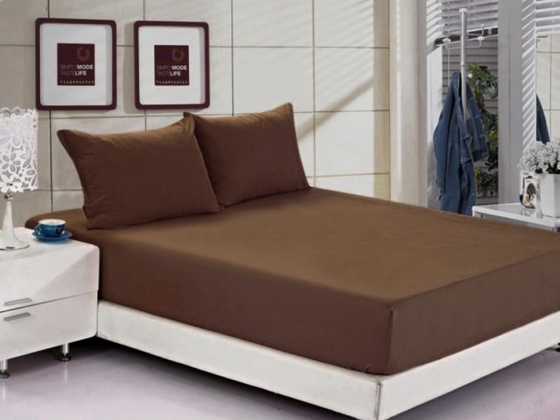 Простынь на резинке с наволочками Лелека ранфорс 160х200+25 Шоколад (2000023945)