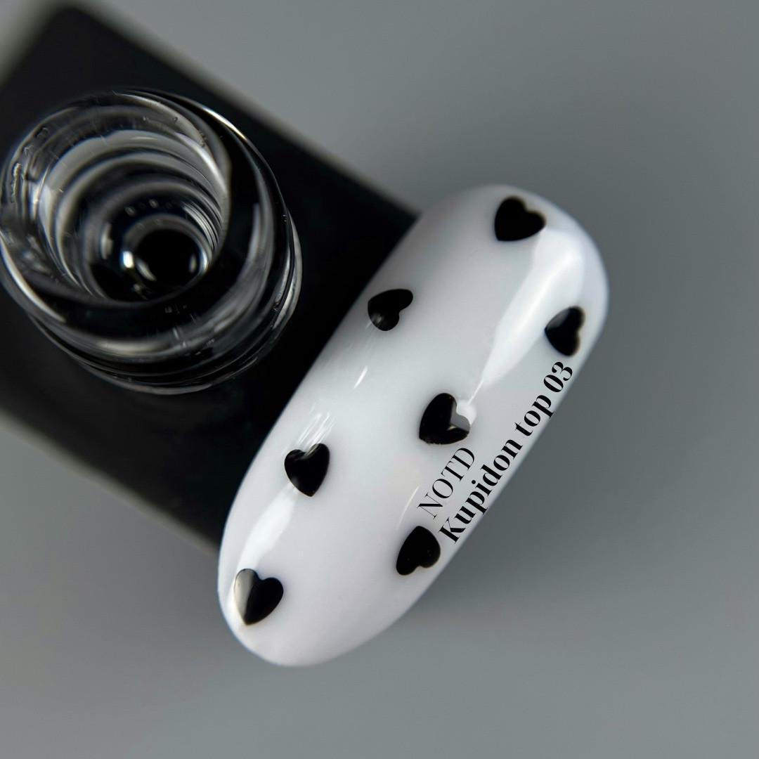 Топ без липкого шару Nails Of The Day Kupidon top 10 мл 03 Чорні серця (2540087918) - фото 2