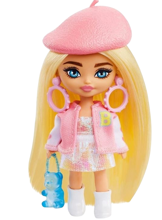 Лялька Barbie Extra Mini блондинка з беретом та університетська куртка