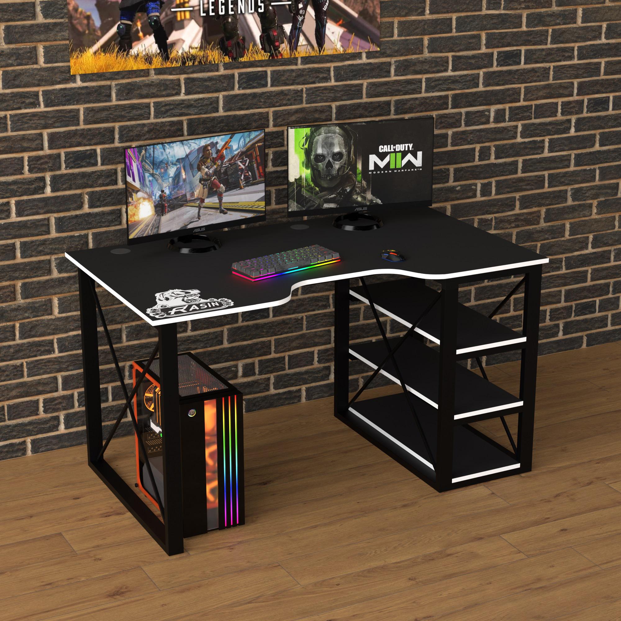 Геймерський стіл Тіса-меблі Rasin LOFT-15 140х80х75 см Чорний/Білий