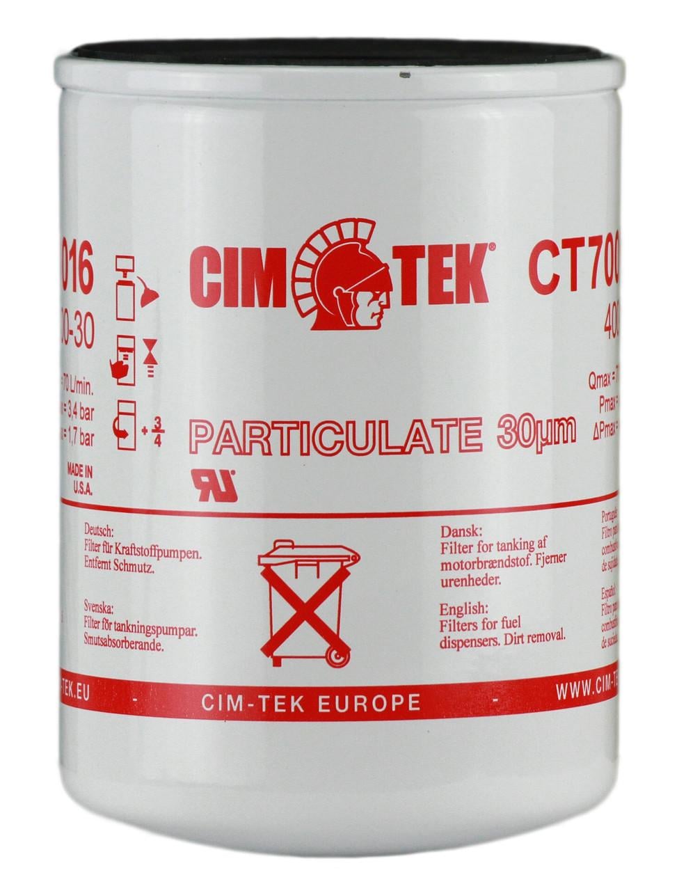 Фильтр тонкой очистки топлива CIM-TEK 400-30 фильтрация 30 микрон до 80 л/мин (PT_CT70016)