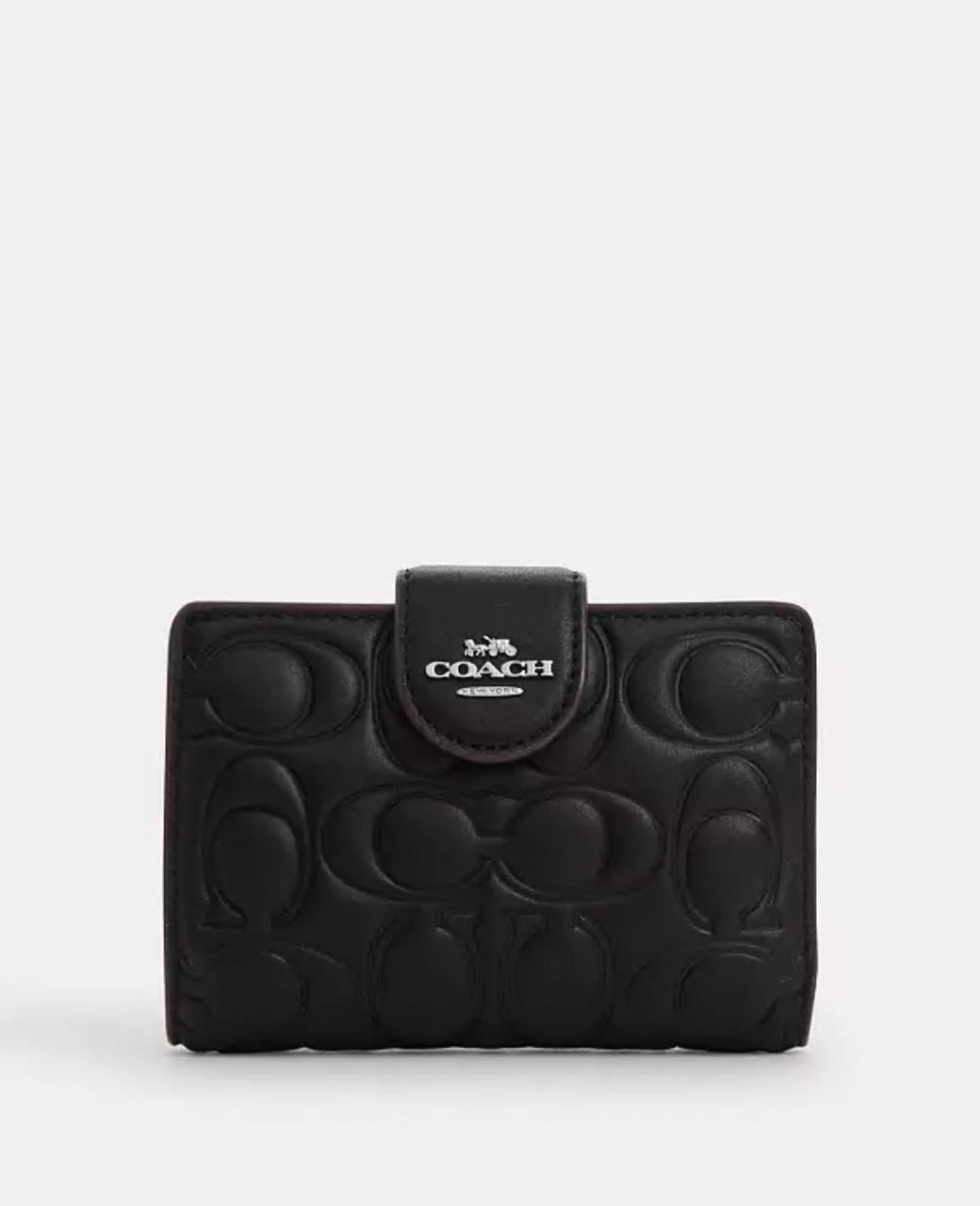 Кошелек женский кожаный Coach Medium Corner Zip Wallet With Signature CM241 (2881900491)