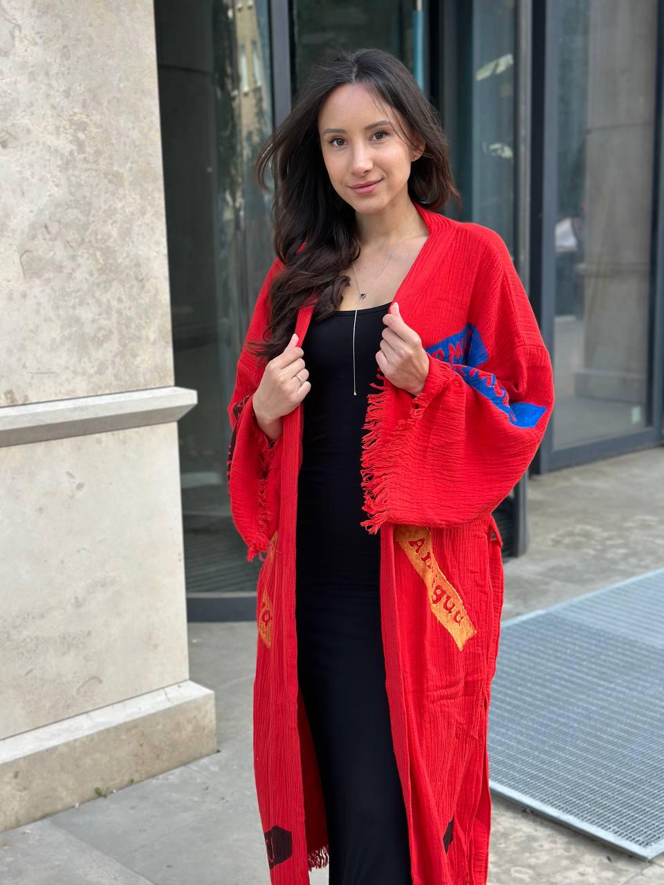 Халат-кимоно женский one size Красный