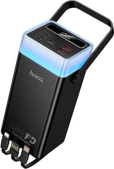 Повербанк для ноутбука Hoco DB103 40000 mAh 65W 2USB/1Type-C со встроенными кабелями и кемпинговым фонариком Black (c0211d7b)
