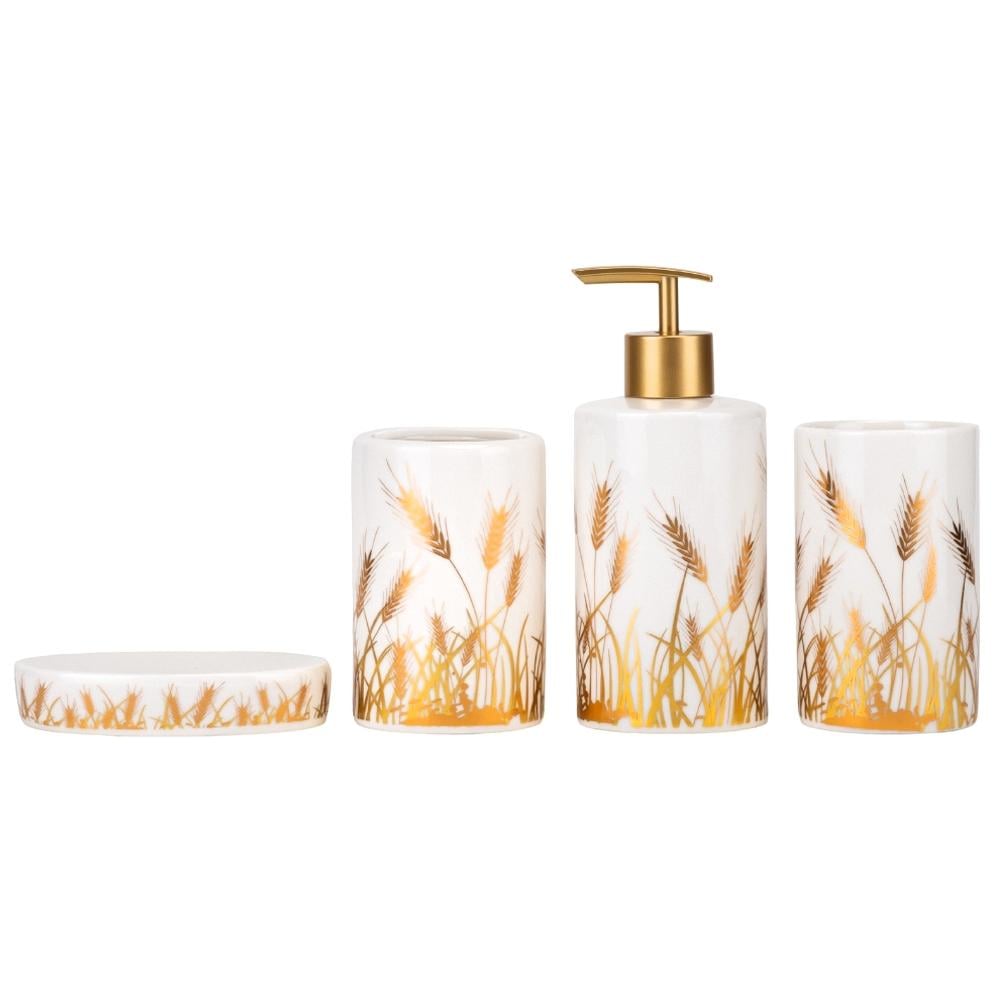 Набор для ванной комнаты Золотые колосья 17 см Белый (9190-016)