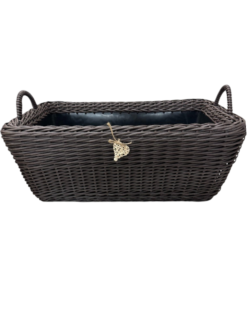 Дровница-корзина с ручками из искусственного ротанга ручной работы 40 л Венге (33032) - фото 1