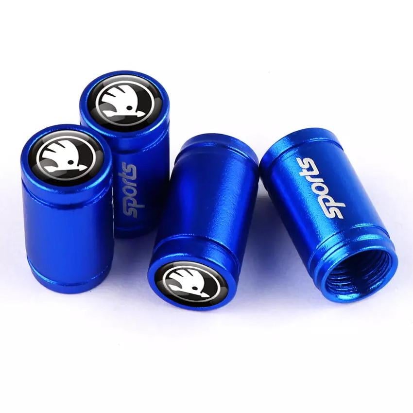 Набір ковпачків на ніпель SUNROZ Caps для автомобіля Skoda Sports 4 шт. Blue (A67757)