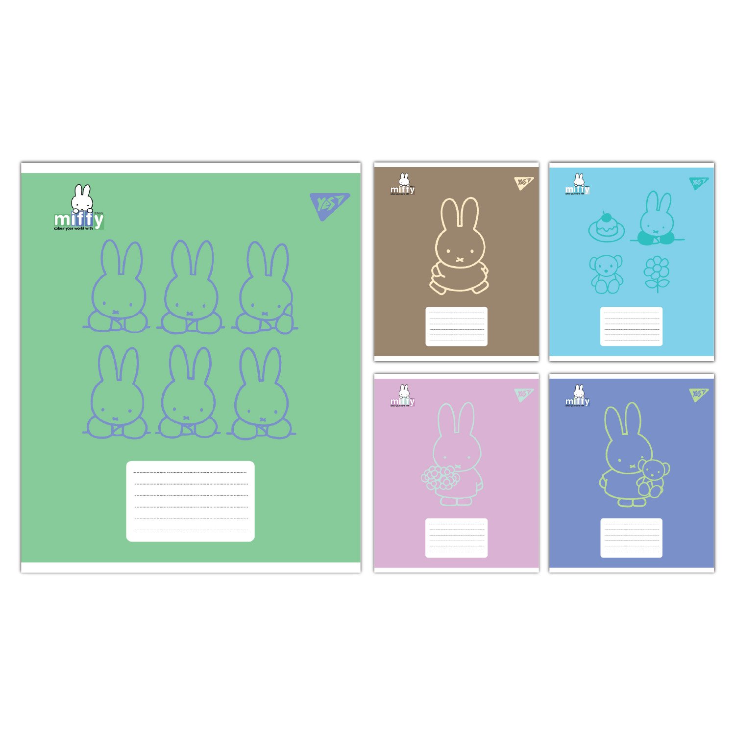 Набор тетрадей школьных YES Miffy Bunny А5/12 коса линия 25 шт. (767619)