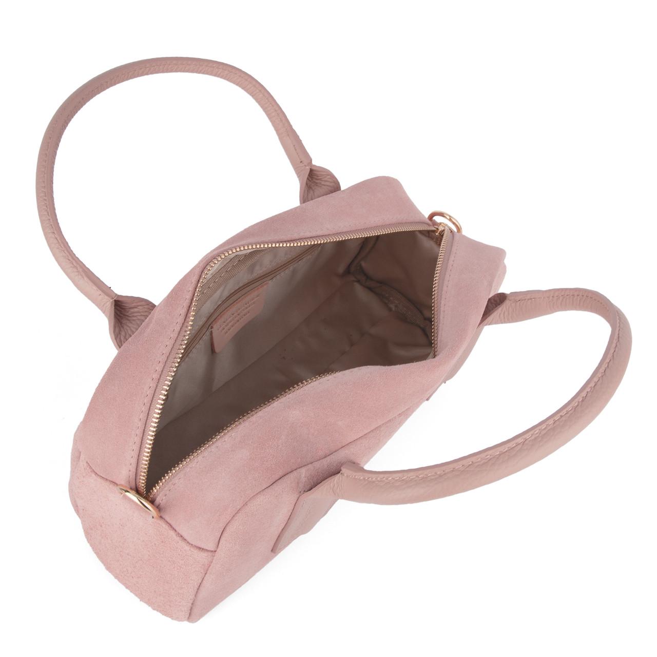 Сумка женская замшевая Virginia Conti 03972 с кожаными ручками Пудровый (2661212885) - фото 4