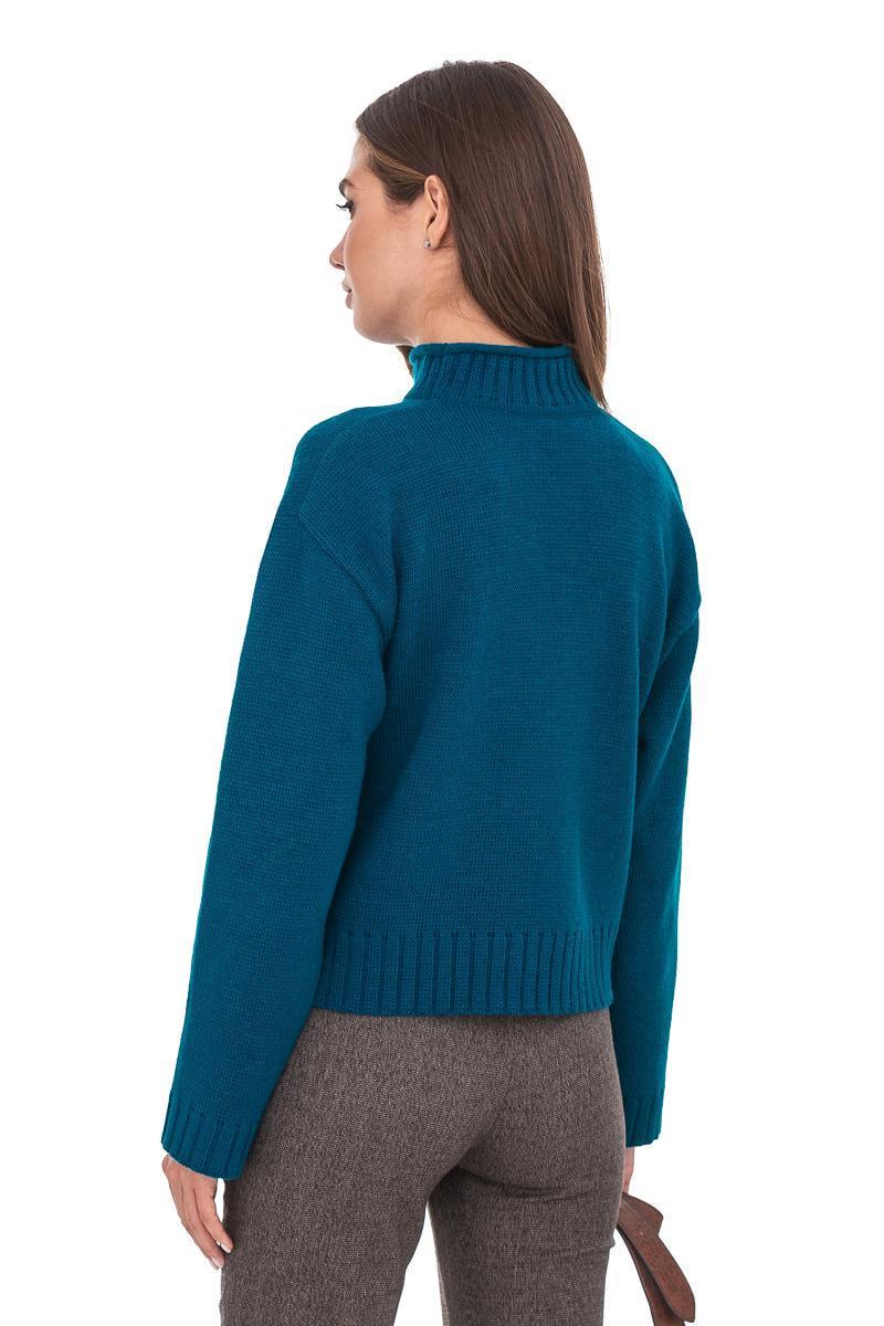 Светр вільний SVTR з коміром-стійкою р. 46-48 Морська хвиля (511) - фото 4