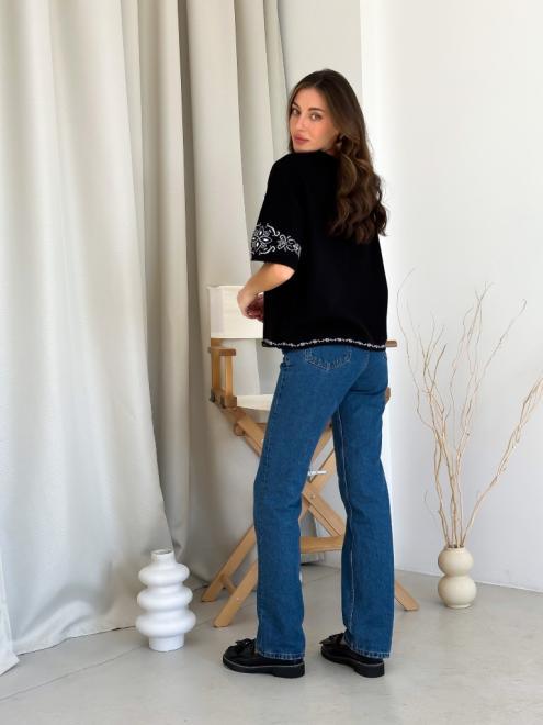 Джемпер жіночий ART KNIT Вишиванка S-М Чорно-білий (35117) - фото 3 Джемпер жіночий ART KNIT Вишиванка S-М Чорно-білий (35117) - фото 3