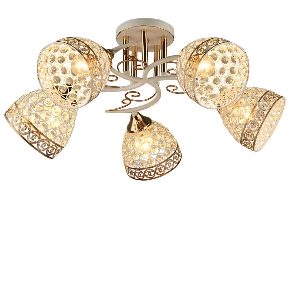 Люстра стельова Light House SR-18993/5 FG/WT E27 Білий/Золотий Люстра стельова Light House SR-18993/5 FG/WT E27 Білий/Золотий