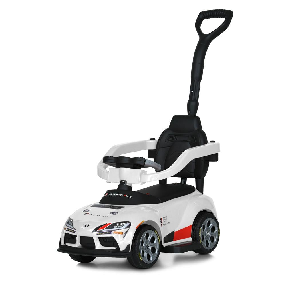 Каталка-толокарь детская с родительской ручкой Bambi M 6129EL-1 TOYOTA 2в1 для детей 1-5 лет до 20 кг Белый (M 6129EL-1)