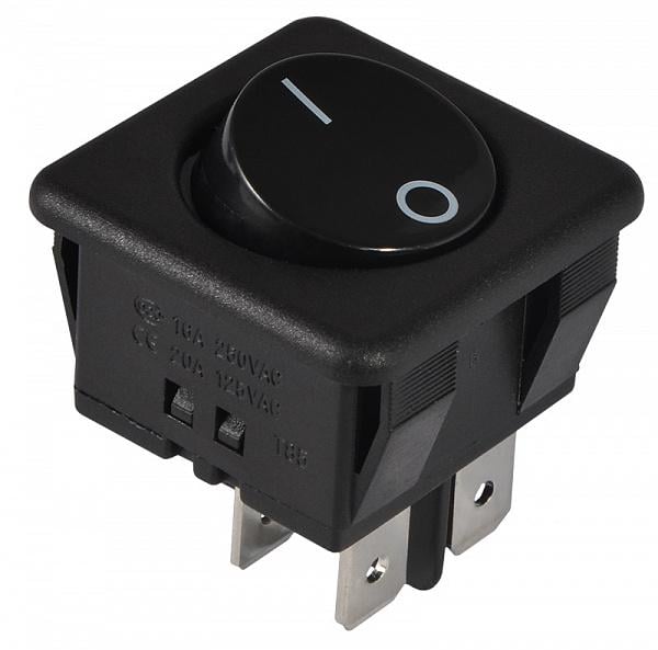 Переключатель АСКО-Укрем KCD2-10-201 B/B 1 клавиша 2NO без подсветки 26 мм Черный (A0140040124)