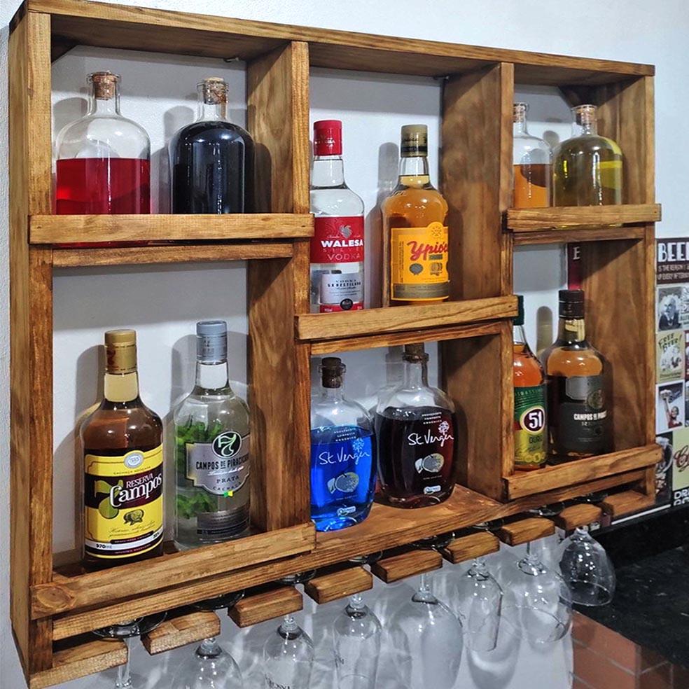 Полка для вина настенная из дерева Титоси Тектона (ПНК-014624)