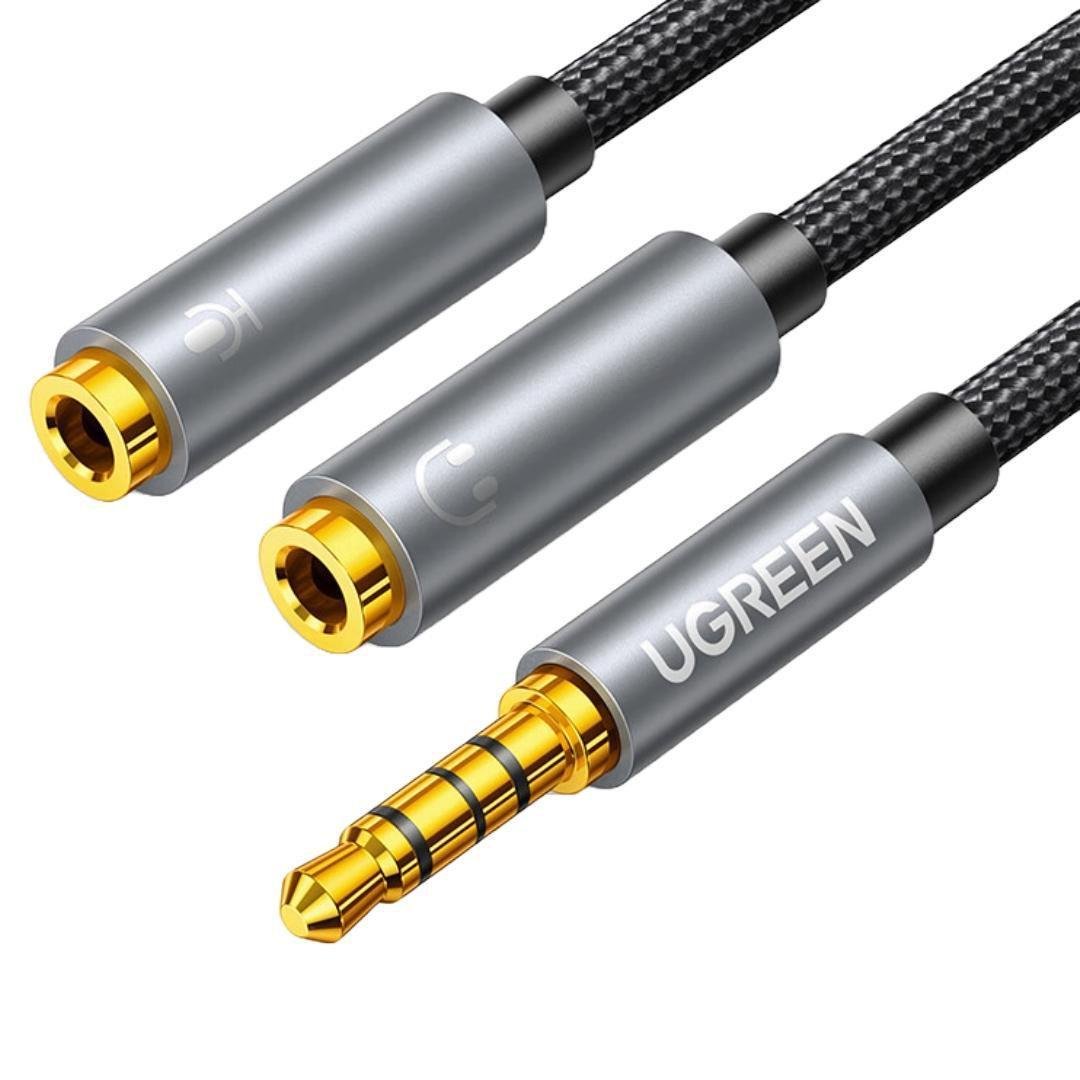 Аудіо сплітер для навушників Ugreen 20 см 3.5 мм 2x Чорний (30619)