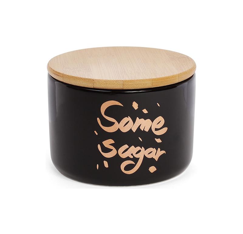 Банка фарфоровая Some sugar 400 мл с бамбуковой крышкой Черный (BD-945-123)