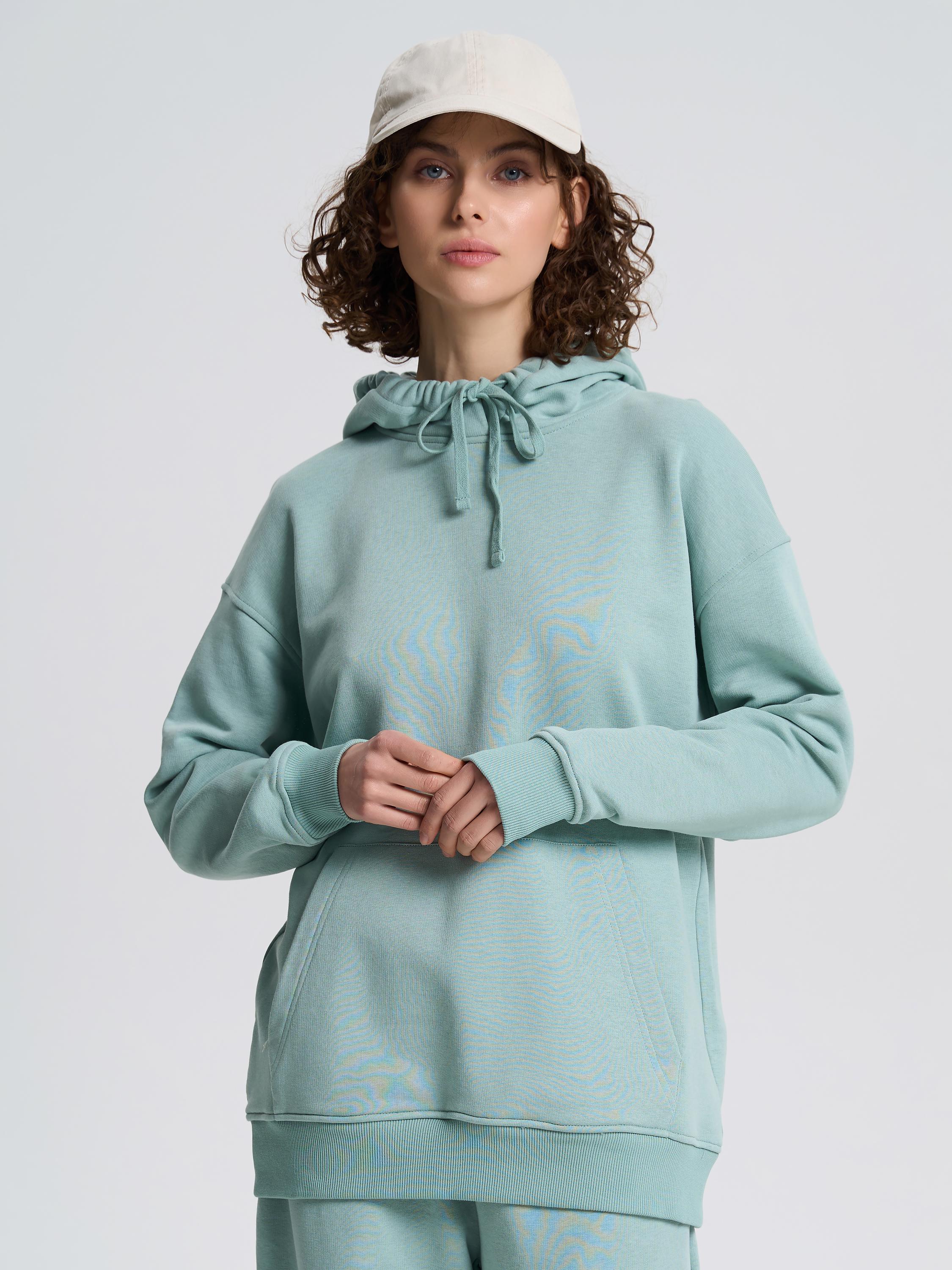 Худі жіноче однотонне ROZA 231110 XL Темно-бірюзовий (4824005717963) - фото 5 Худі жіноче однотонне ROZA 231110 XL Темно-бірюзовий (4824005717963) - фото 5