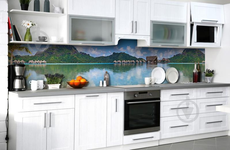 Скинали на кухню Zatarga «Райская бухта» 600х2500 мм виниловая 3Д наклейка кухонный фартук самоклеящаяся