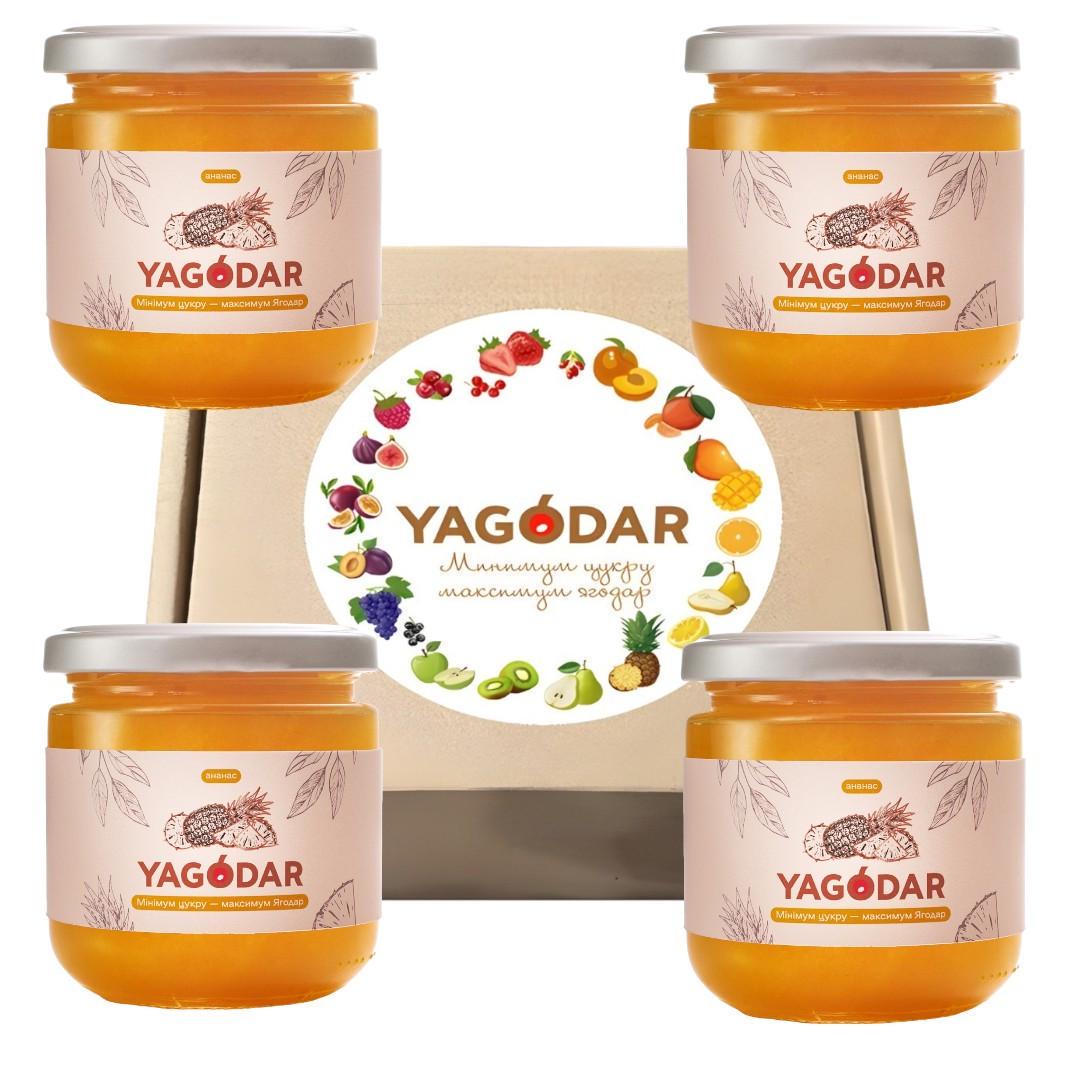 Набор джемов YAGODAR ананасовый с низким содержанием сахара 4 шт.