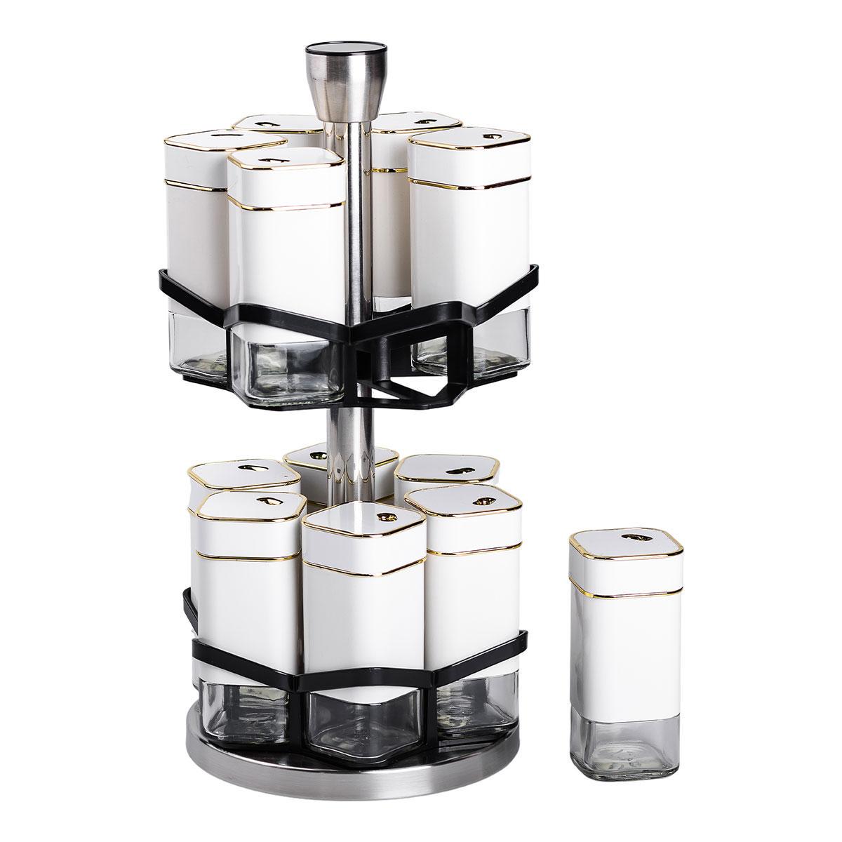 Набір для спецій на підставці HP-1315 12 шт. 120 мл карусель для спецій Білий (A-033683) - фото 5
