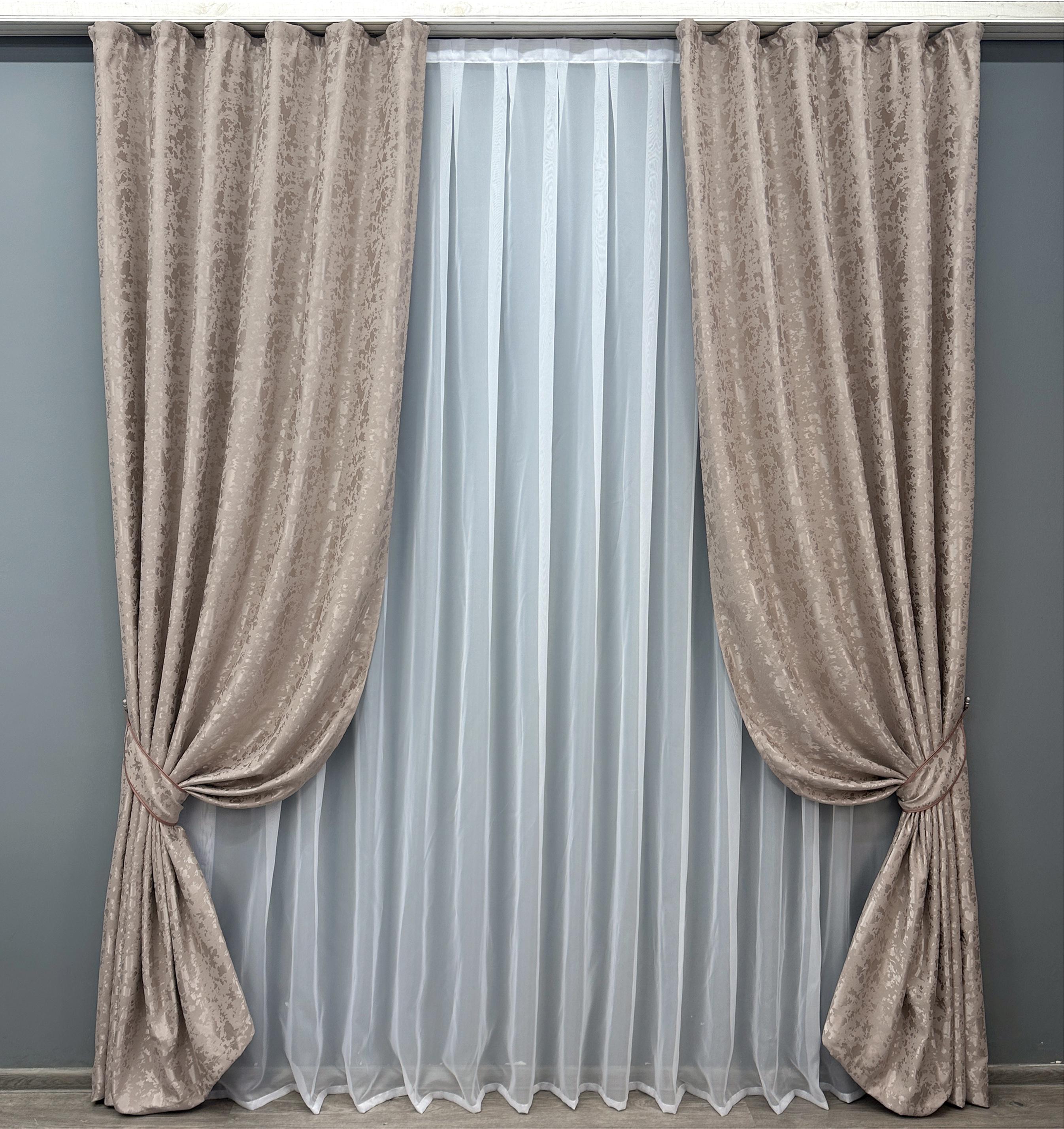 Комплект готовых штор VR-Textil Лен мрамор Pavliani VО №1715ш 150х275 см 2 шт. Светло-пудровый (33-0615)