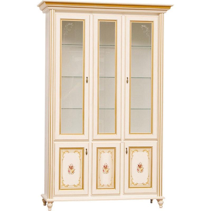 Витрина Світ Меблів Парма 3Д 1328х475х2072 в гостиную из ДСП и МДФ Белый/Прованс светлый