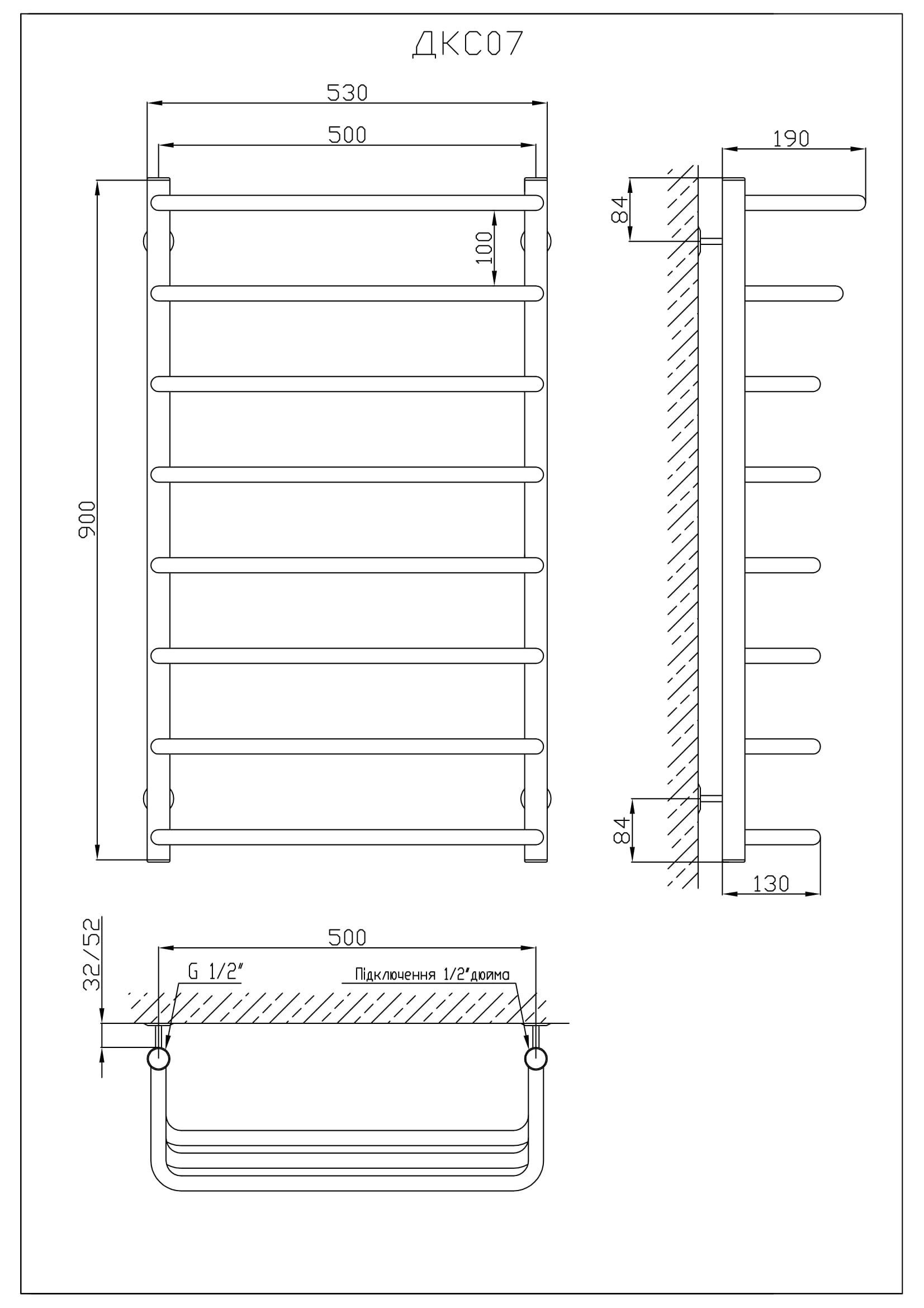 Рушникосушарка KOSSER Каскад Скоба 900х530 мм (ДКС07) - фото 5