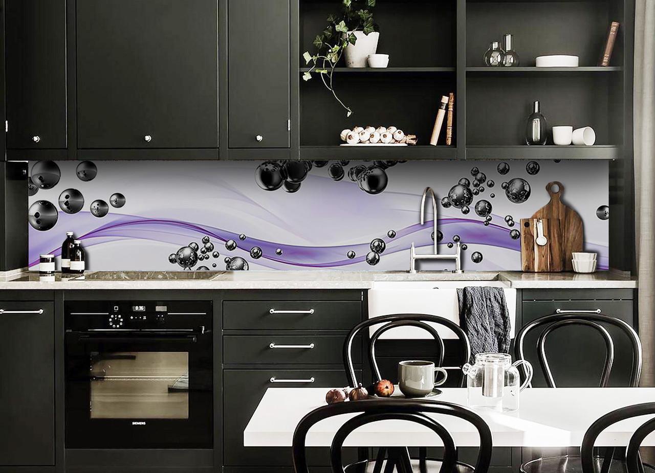 Кухонный фартук Стальные шары 02 сферы из самоклеющейся виниловой пленки 60х300 см Фиолетовый